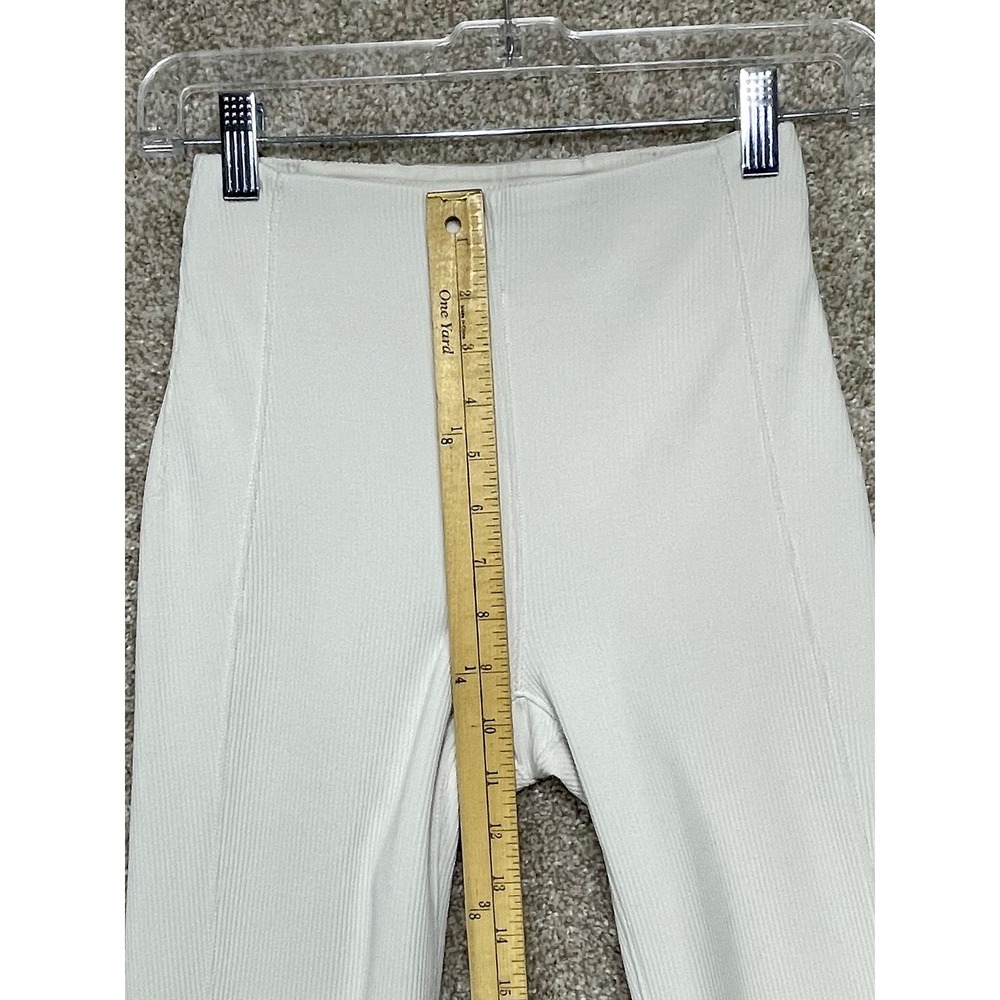 Lululemon Brushed Softstreme Ribbed Zip Flared Pants Women 2 Beige Hi Rise Yoga - Picture 7 of 10